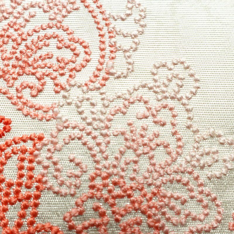 名古屋帯 太鼓柄 良品 しつけ糸付き 相良刺繍 正絹 幾何学柄・抽象柄 名古屋仕立て なごや帯 リサイクル帯 帯 刺繍 白_画像4