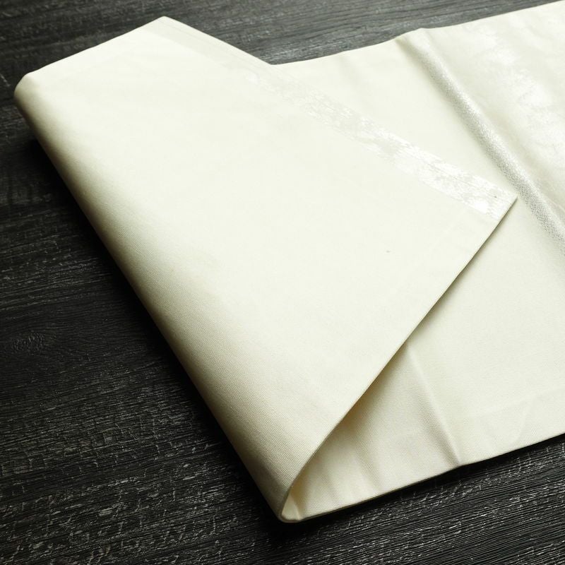 名古屋帯 太鼓柄 良品 しつけ糸付き 相良刺繍 正絹 幾何学柄・抽象柄 名古屋仕立て なごや帯 リサイクル帯 帯 刺繍 白_画像11