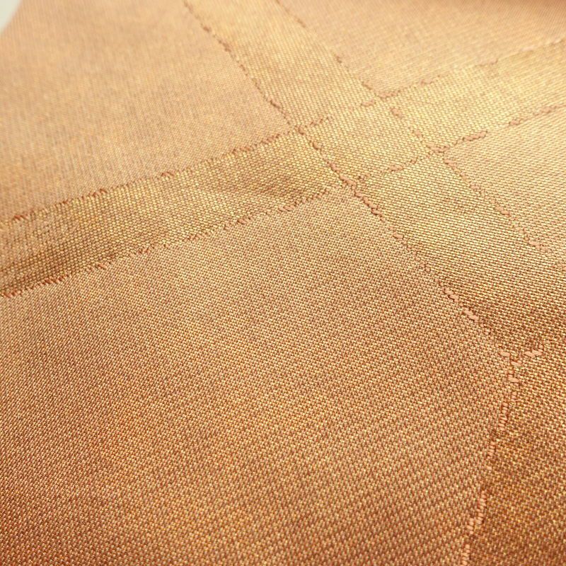 名古屋帯 六通柄 良品 正絹 花柄 名古屋仕立て なごや帯 リサイクル帯 帯 箔 淡橙 薄オレンジ 橙_画像7