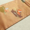 名古屋帯 六通柄 良品 正絹 花柄 名古屋仕立て なごや帯 リサイクル帯 帯 箔 淡橙 薄オレンジ 橙_画像14