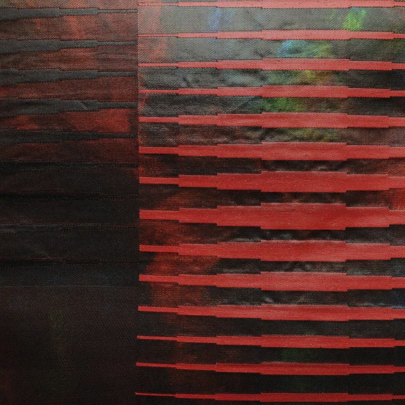 名古屋帯 太鼓柄 正絹 幾何学柄・抽象柄 名古屋仕立て なごや帯 リサイクル帯 帯 箔 モダン 茶_画像2