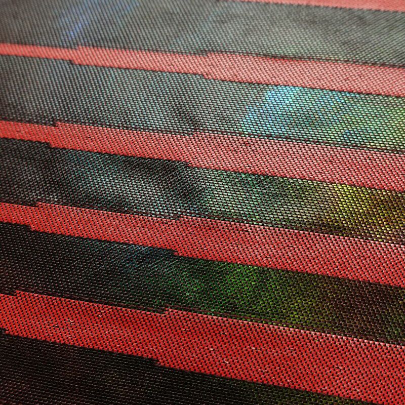 名古屋帯 太鼓柄 正絹 幾何学柄・抽象柄 名古屋仕立て なごや帯 リサイクル帯 帯 箔 モダン 茶_画像5