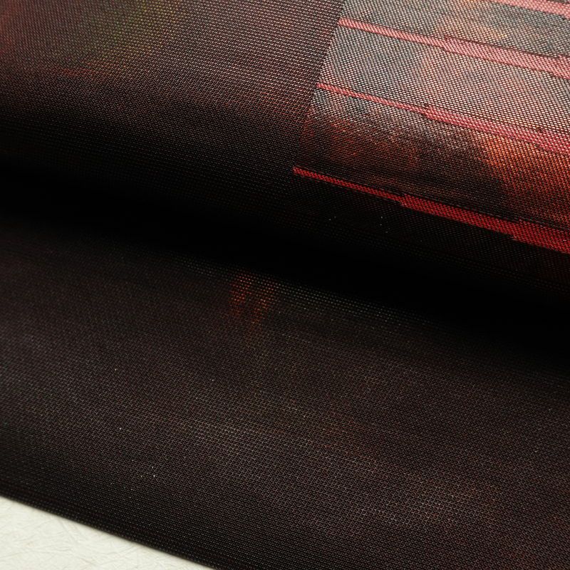 名古屋帯 太鼓柄 正絹 幾何学柄・抽象柄 名古屋仕立て なごや帯 リサイクル帯 帯 箔 モダン 茶_画像7