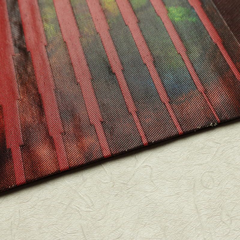 名古屋帯 太鼓柄 正絹 幾何学柄・抽象柄 名古屋仕立て なごや帯 リサイクル帯 帯 箔 モダン 茶_画像11