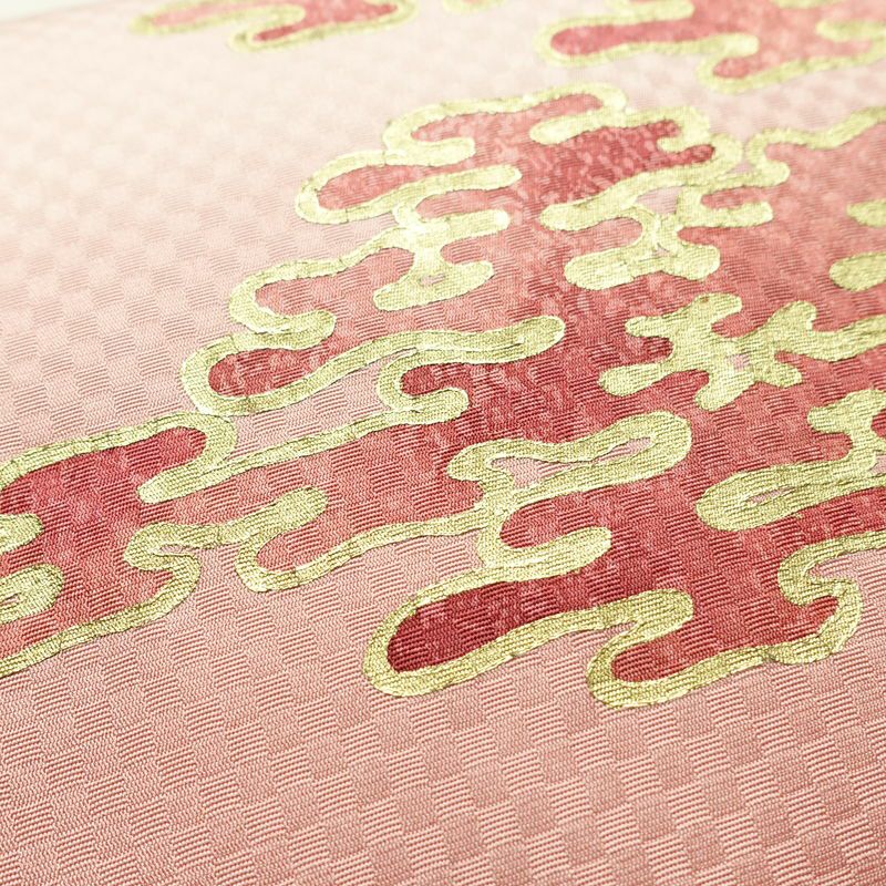 名古屋帯 太鼓柄 良品 正絹 幾何学柄・抽象柄 名古屋仕立て なごや帯 リサイクル帯 帯 箔 ピンク_画像3