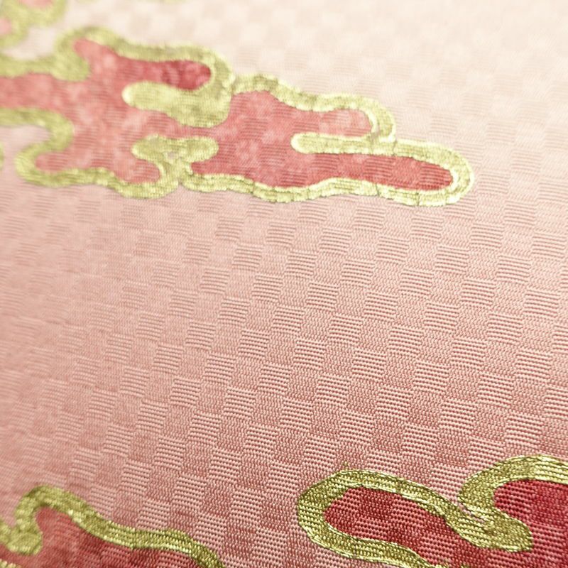 名古屋帯 太鼓柄 良品 正絹 幾何学柄・抽象柄 名古屋仕立て なごや帯 リサイクル帯 帯 箔 ピンク_画像7