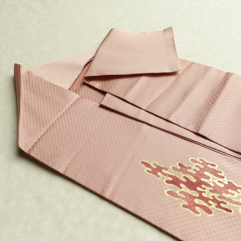 名古屋帯 太鼓柄 良品 正絹 幾何学柄・抽象柄 名古屋仕立て なごや帯 リサイクル帯 帯 箔 ピンク_画像21