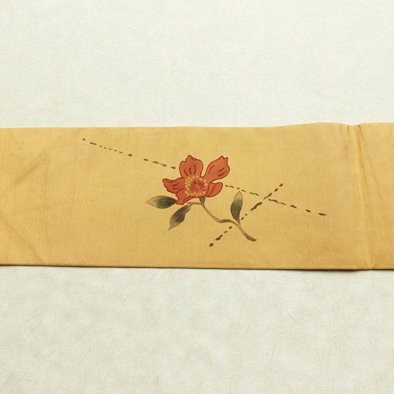 名古屋帯 太鼓柄 良品 正絹 花柄 名古屋仕立て なごや帯 リサイクル帯 帯 シンプル 黄・黄土色_画像14