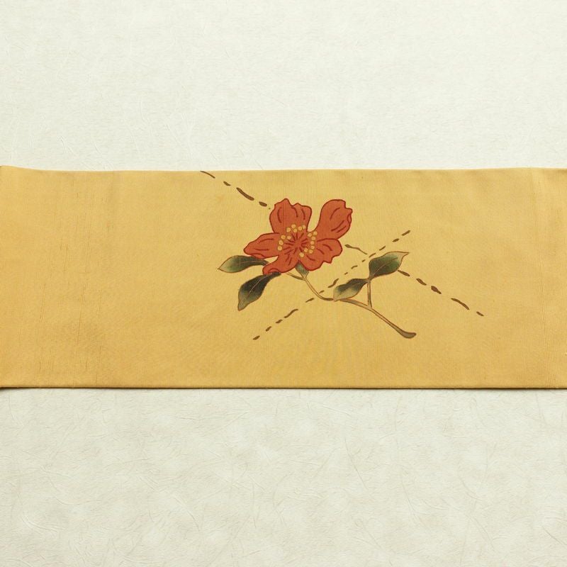 名古屋帯 太鼓柄 良品 正絹 花柄 名古屋仕立て なごや帯 リサイクル帯 帯 シンプル 黄・黄土色_画像15
