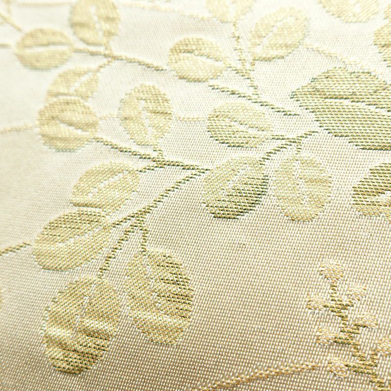 名古屋帯 六通柄 正絹 花柄 名古屋仕立て なごや帯 リサイクル帯 帯 箔 金糸 ベージュ_画像6