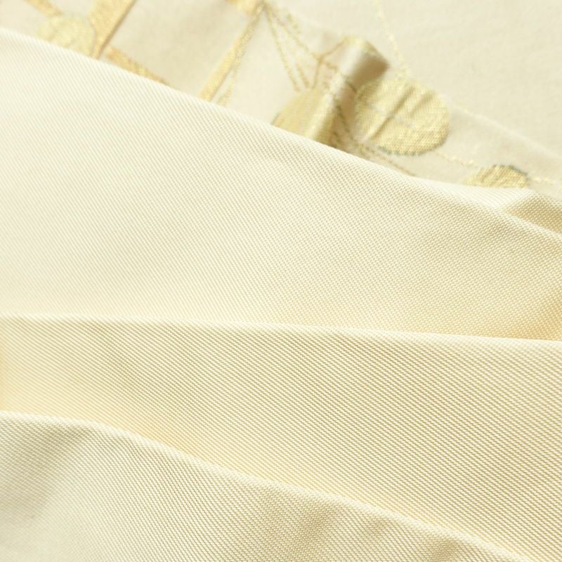 名古屋帯 六通柄 正絹 花柄 名古屋仕立て なごや帯 リサイクル帯 帯 箔 金糸 ベージュ_画像18