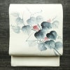 名古屋帯 太鼓柄 良品 落款入り 正絹 木の葉・植物柄 名古屋仕立て なごや帯 リサイクル帯 帯 白_画像1