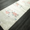 名古屋帯 六通柄 正絹 花柄 名古屋仕立て なごや帯 リサイクル帯 帯 箔 白_画像9