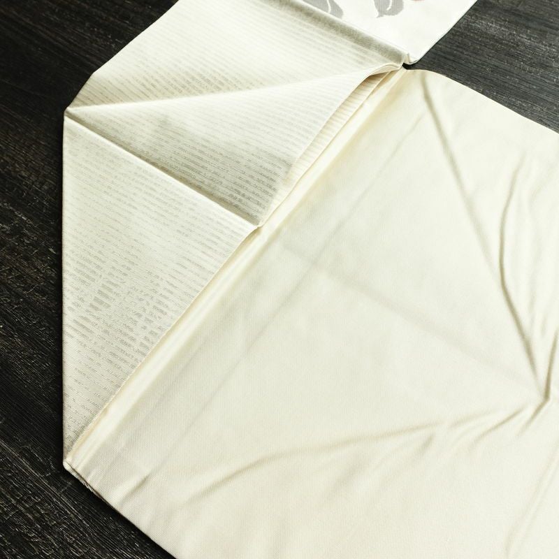 名古屋帯 六通柄 正絹 花柄 名古屋仕立て なごや帯 リサイクル帯 帯 箔 白_画像19