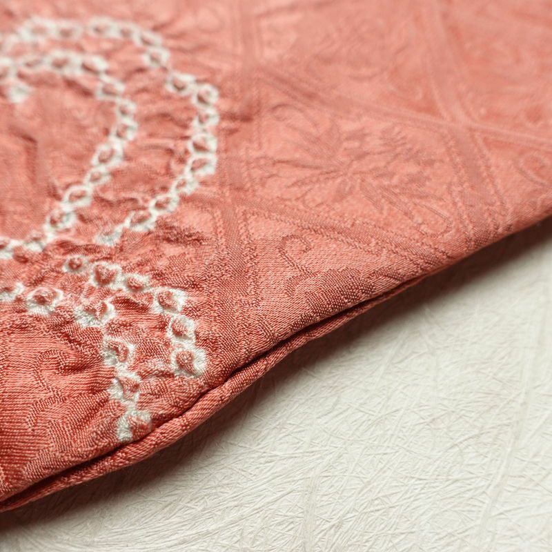 名古屋帯 太鼓柄 絞り 正絹 幾何学柄・抽象柄 名古屋仕立て なごや帯 リサイクル帯 帯 ピンク_画像11