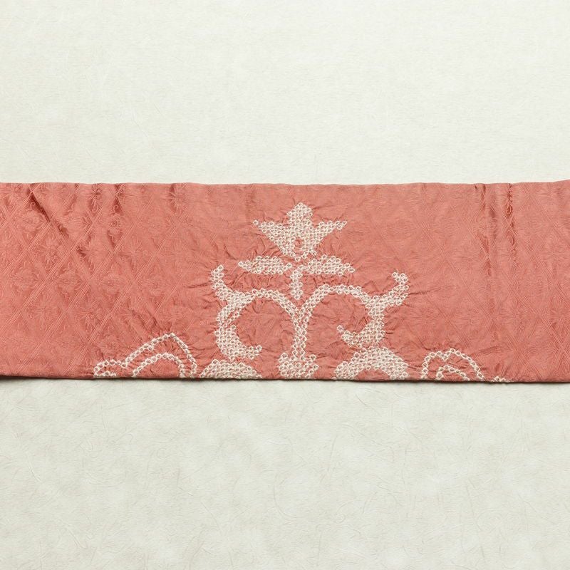 名古屋帯 太鼓柄 絞り 正絹 幾何学柄・抽象柄 名古屋仕立て なごや帯 リサイクル帯 帯 ピンク_画像14