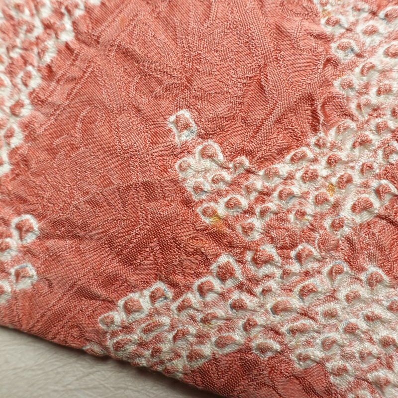 名古屋帯 太鼓柄 絞り 正絹 幾何学柄・抽象柄 名古屋仕立て なごや帯 リサイクル帯 帯 ピンク_画像15