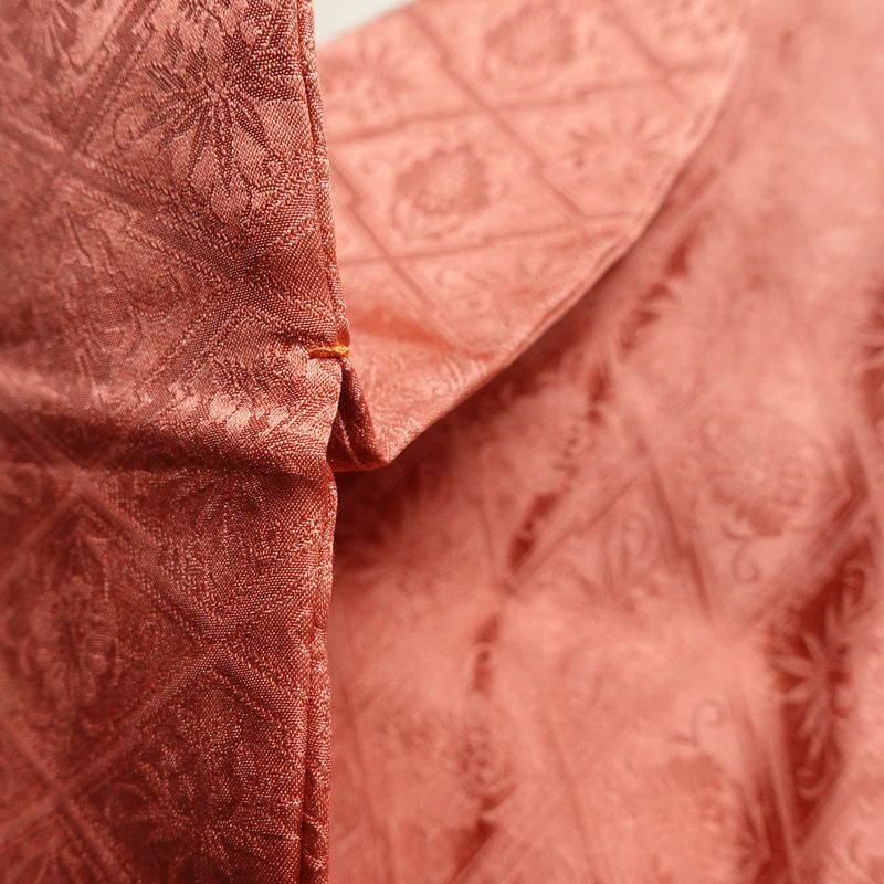 名古屋帯 太鼓柄 絞り 正絹 幾何学柄・抽象柄 名古屋仕立て なごや帯 リサイクル帯 帯 ピンク_画像22