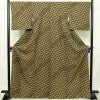 小紋 良品 しつけ糸付き 正絹 幾何学柄・抽象柄 袷仕立て 身丈166.5cm 裄丈67cm リサイクル着物 着物 未使用品 茶_画像1