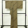 小紋 良品 しつけ糸付き 正絹 幾何学柄・抽象柄 袷仕立て 身丈166.5cm 裄丈67cm リサイクル着物 着物 未使用品 茶_画像2