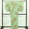 小紋 正絹 花柄 袷仕立て 身丈160.5cm 裄丈67.5cm リサイクル着物 着物 ぼかし 緑・うぐいす色_画像2