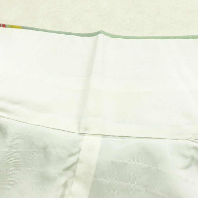 小紋 正絹 花柄 袷仕立て 身丈160.5cm 裄丈67.5cm リサイクル着物 着物 ぼかし 緑・うぐいす色_画像19
