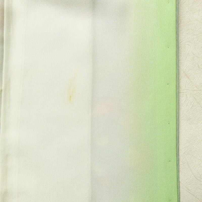 小紋 正絹 花柄 袷仕立て 身丈160.5cm 裄丈67.5cm リサイクル着物 着物 ぼかし 緑・うぐいす色_画像20