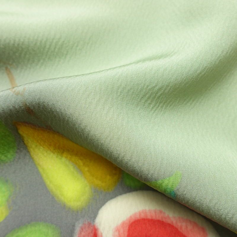 小紋 正絹 花柄 袷仕立て 身丈160.5cm 裄丈67.5cm リサイクル着物 着物 ぼかし 緑・うぐいす色_画像22