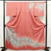 訪問着 良品 一つ紋付き 辻が花 正絹 花柄 袷仕立て 身丈162.5cm 裄丈64cm リサイクル着物 着物 金彩 ピンク_画像1