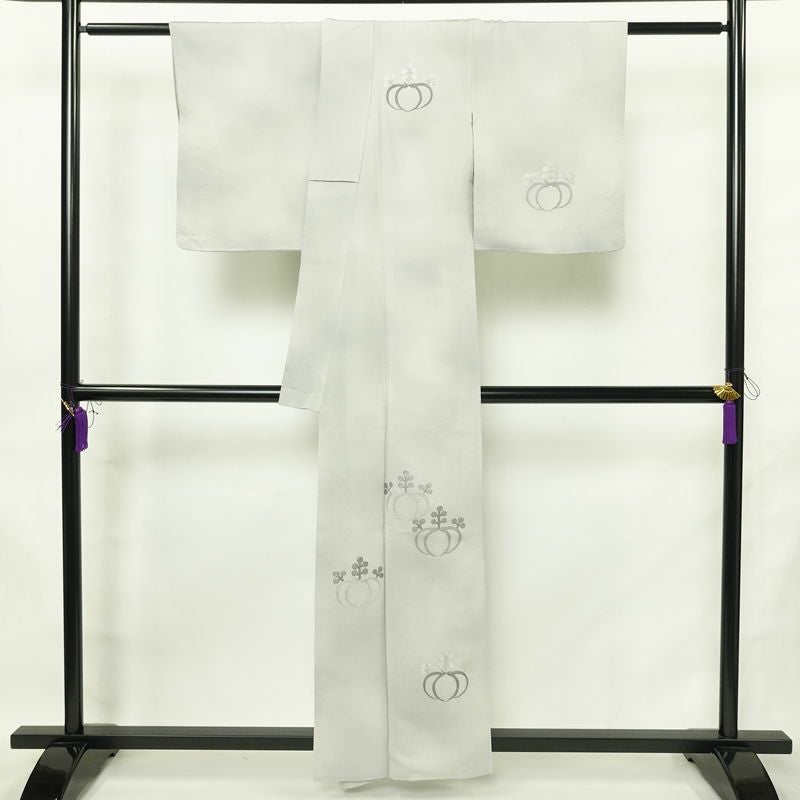 付け下げ 正絹 古典柄 袷仕立て 身丈158cm 裄丈62.5cm リサイクル着物 着物 刺繍 フォーマル グレー_画像2