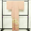 色留袖 良品 和田光正 落款入り 縮緬 一つ紋付き 正絹 花柄 袷仕立て 身丈158cm 裄丈64cm リサイクル着物 着物 箔 共八掛 結婚式 フォーマル 扇面 菊 ピンク_画像2