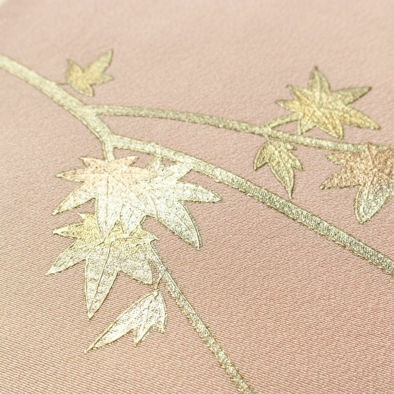 色留袖 良品 和田光正 落款入り 縮緬 一つ紋付き 正絹 花柄 袷仕立て 身丈158cm 裄丈64cm リサイクル着物 着物 箔 共八掛 結婚式 フォーマル 扇面 菊 ピンク_画像9