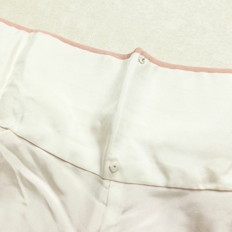 色留袖 良品 和田光正 落款入り 縮緬 一つ紋付き 正絹 花柄 袷仕立て 身丈158cm 裄丈64cm リサイクル着物 着物 箔 共八掛 結婚式 フォーマル 扇面 菊 ピンク_画像20