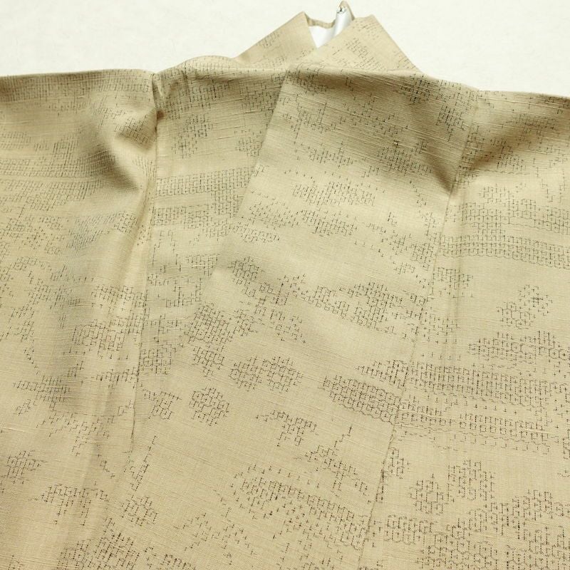 紬 良品 正絹 古典柄 袷仕立て 身丈167.5cm 裄丈66.5cm リサイクル着物 着物 ベージュ_画像17