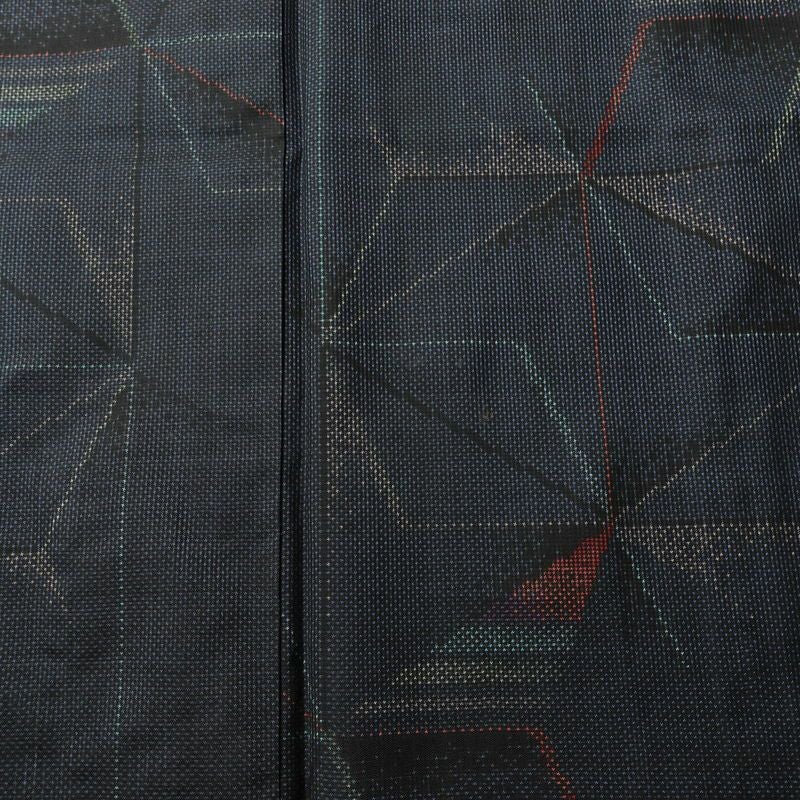 大島紬 証紙あり 正絹 麻の葉柄 袷仕立て 身丈152cm 裄丈62.5cm リサイクル着物 着物 青・紺_画像6