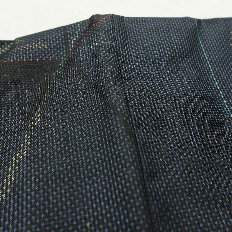 大島紬 証紙あり 正絹 麻の葉柄 袷仕立て 身丈152cm 裄丈62.5cm リサイクル着物 着物 青・紺_画像12