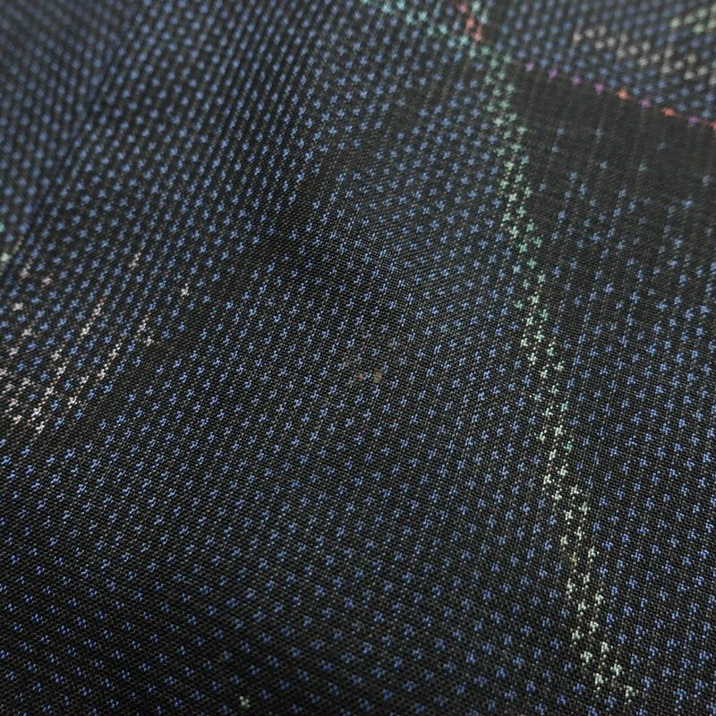 大島紬 証紙あり 正絹 麻の葉柄 袷仕立て 身丈152cm 裄丈62.5cm リサイクル着物 着物 青・紺_画像15