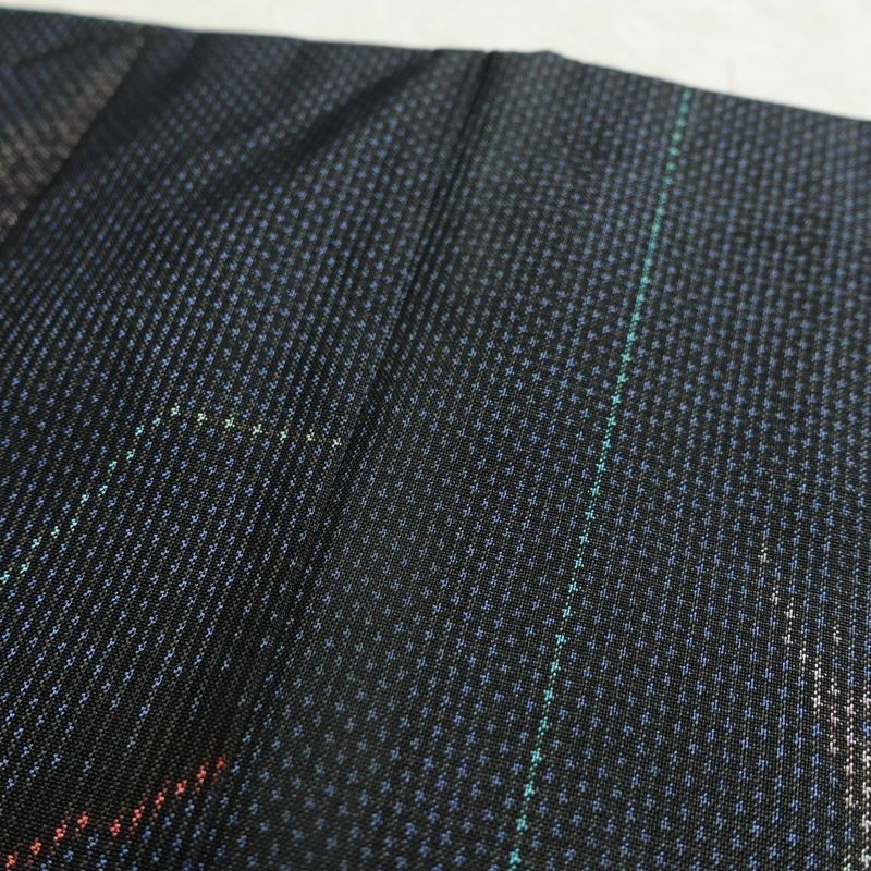 大島紬 証紙あり 正絹 麻の葉柄 袷仕立て 身丈152cm 裄丈62.5cm リサイクル着物 着物 青・紺_画像17