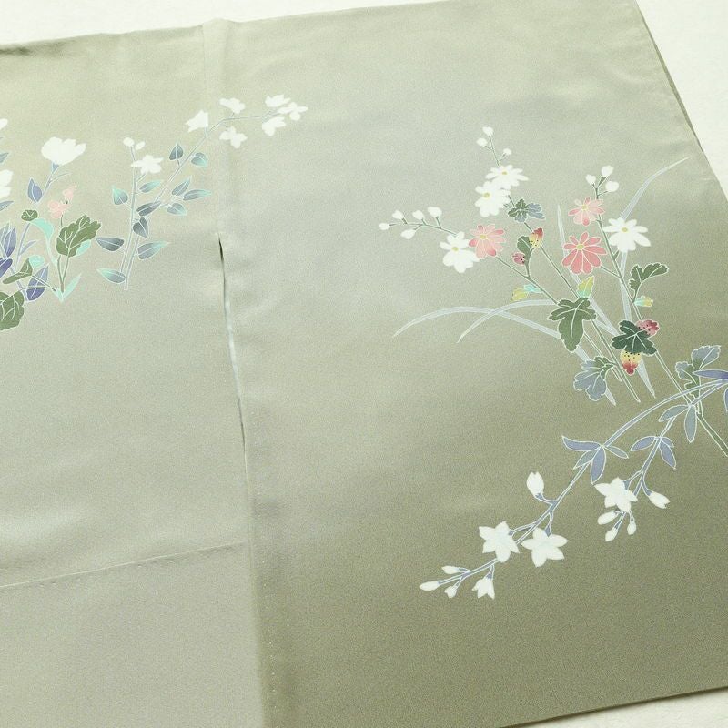 訪問着 良品 落款入り 縮緬 正絹 花柄 袷仕立て 身丈155cm 裄丈63.5cm リサイクル着物 着物 入学式 卒業式 七五三 パーティー お宮参り フォーマル 上品 緑・うぐいす色_画像14