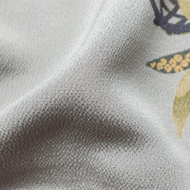 小紋 縮緬 正絹 古典柄 袷仕立て 身丈153.5cm 裄丈63cm リサイクル着物 着物 金彩 グレー_画像21