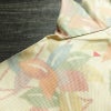 単衣 紬 良品 しつけ糸付き 正絹 木の葉・植物柄 単衣仕立て 身丈156cm 裄丈64cm リサイクル着物 着物 紬地 紬着物 クリーム_画像20