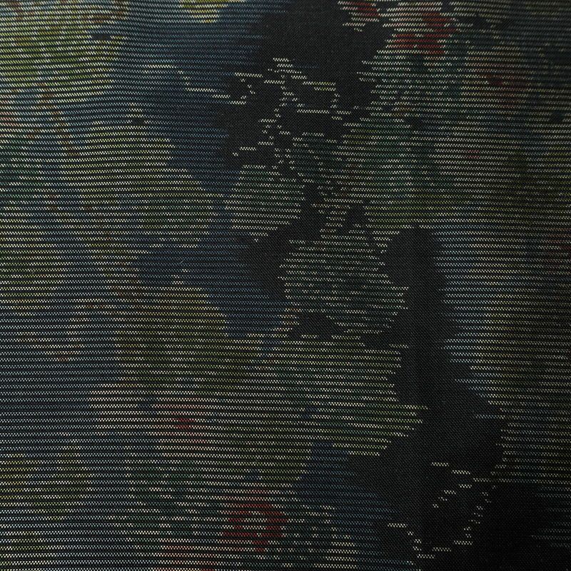 大島紬 証紙なし 正絹 木の葉・植物柄 袷仕立て 身丈154cm 裄丈63cm リサイクル着物 着物 青・紺_画像7