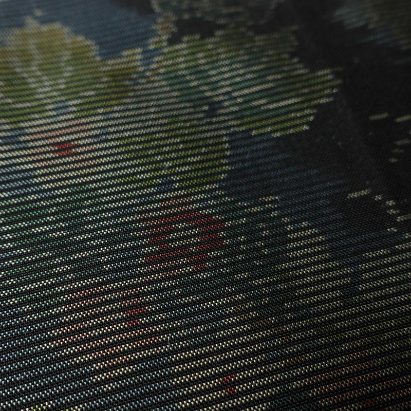 大島紬 証紙なし 正絹 木の葉・植物柄 袷仕立て 身丈154cm 裄丈63cm リサイクル着物 着物 青・紺_画像8