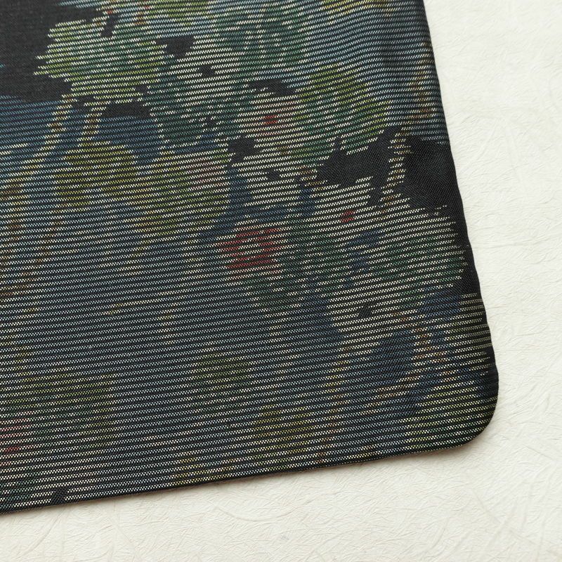 大島紬 証紙なし 正絹 木の葉・植物柄 袷仕立て 身丈154cm 裄丈63cm リサイクル着物 着物 青・紺_画像15