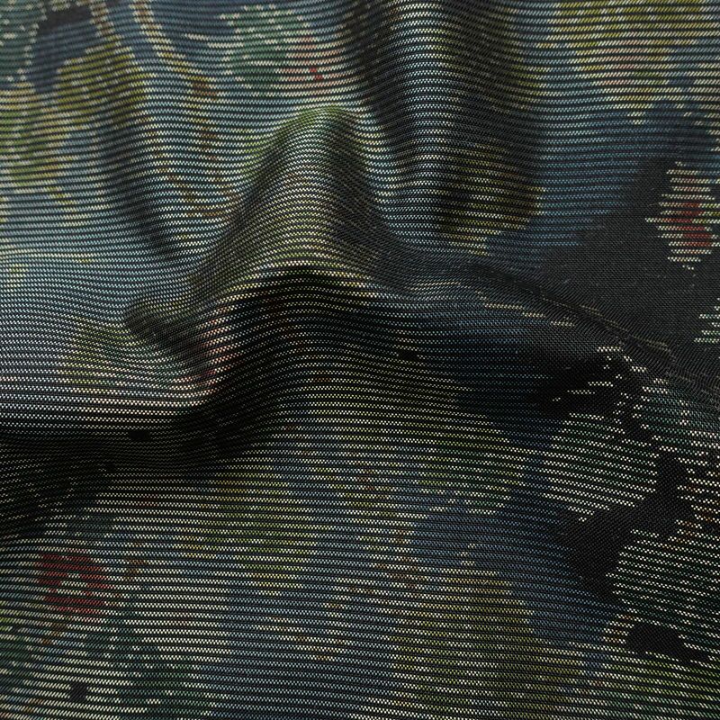 大島紬 証紙なし 正絹 木の葉・植物柄 袷仕立て 身丈154cm 裄丈63cm リサイクル着物 着物 青・紺_画像20