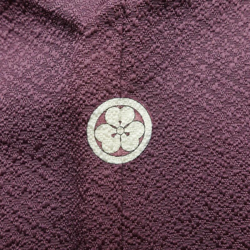 色無地 落款入り 一つ紋付き 正絹 古典柄 袷仕立て 身丈161.5cm 裄丈62cm リサイクル着物 着物 お茶会 フォーマル 紫・藤色_画像12