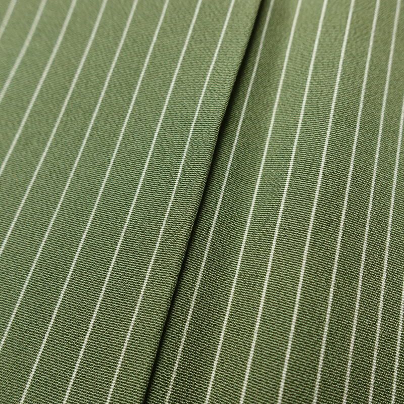 小紋 正絹 縞柄・線柄 袷仕立て 身丈160cm 裄丈67cm リサイクル着物 着物 モダン 緑・うぐいす色_画像8