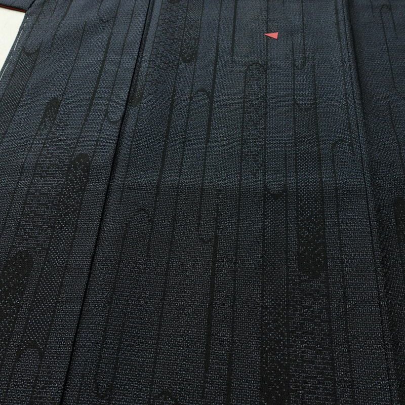 塩沢紬 証紙あり 紬 しつけ糸付き 正絹 古典柄 袷仕立て 身丈162.5cm 裄丈62.5cm リサイクル着物 着物 未使用品 青・紺_画像5