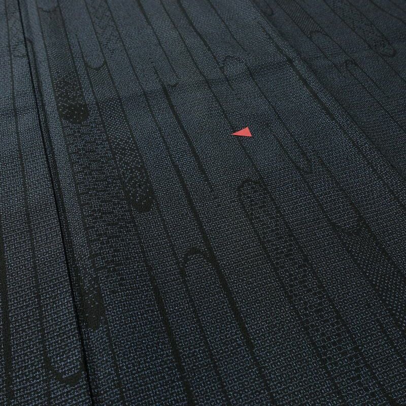 塩沢紬 証紙あり 紬 しつけ糸付き 正絹 古典柄 袷仕立て 身丈162.5cm 裄丈62.5cm リサイクル着物 着物 未使用品 青・紺_画像6