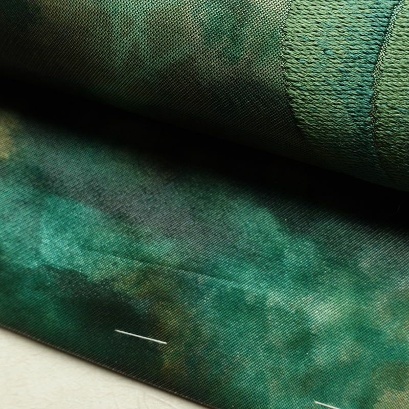 名古屋帯 太鼓柄 良品 正絹 花柄 名古屋仕立て なごや帯 リサイクル帯 帯 箔 金糸 緑・うぐいす色_画像8